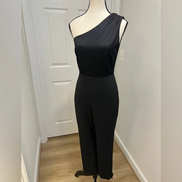 Ted Baker One Shoulder Black Jumpsuit Size 1 New With Tags $375 Retail